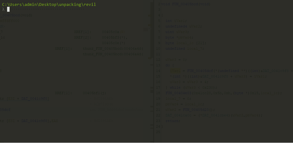 Result after executing the script Result of api hashing script
