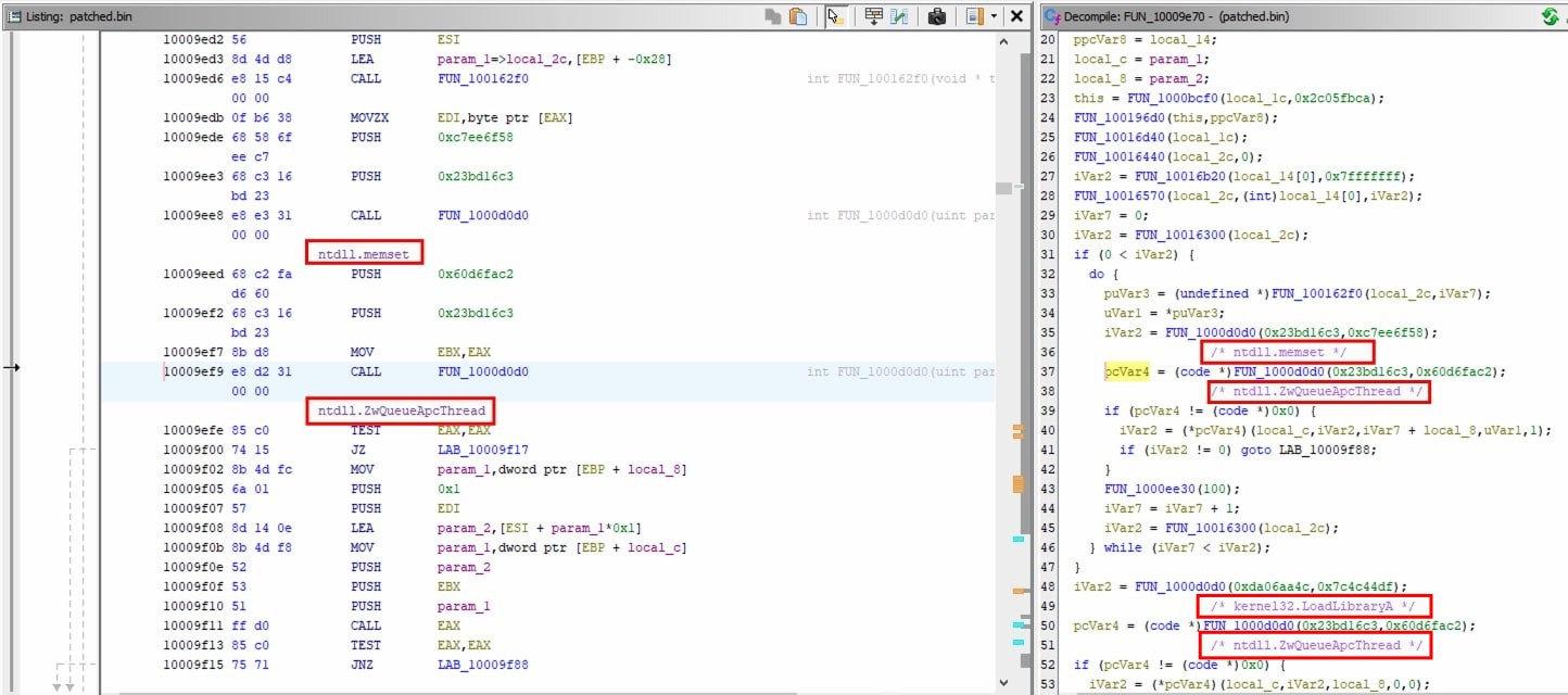 Disassembled and Decompiled view after execution of the script