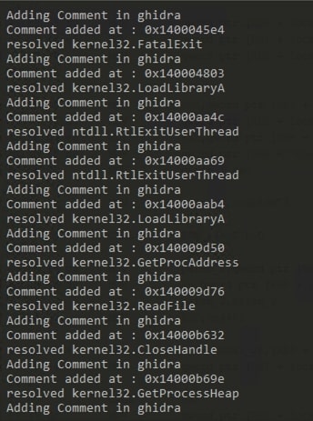 Result after executing the script